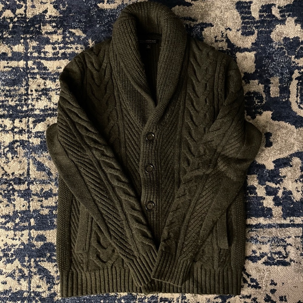 Shawl-Collar Merino Wool Cardigan